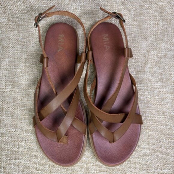 MIA Limited Edition "Zurie Slingback" Sandal. Cognac/Brown Faux-Leather Size 8.5 - Picture 2 of 5